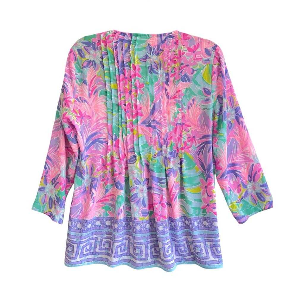 Lilly Pulitzer Marilina Tunic Multi It Was All A Dream Top Tassel Trim Size M - Picture 4 of 7